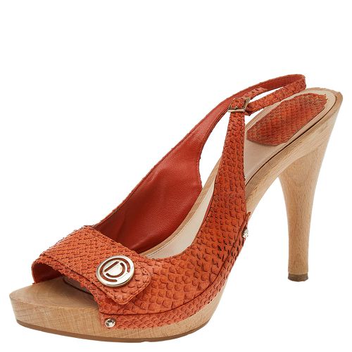 Dior Orange Python Leather Platform Slingback Sandals Size 40 - Dior - Modalova