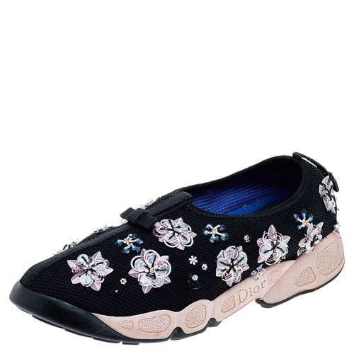 Dior Black Mesh Fusion Floral Embellished Slip On Sneakers Size 38 - Dior - Modalova