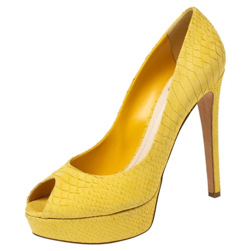Dior Yellow Python Embossed Leather Miss Dior Platform Pumps Size 41 - Dior - Modalova