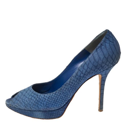 Python Embossed Leather Miss Peep-Toe Pumps Size 41 - Dior - Modalova