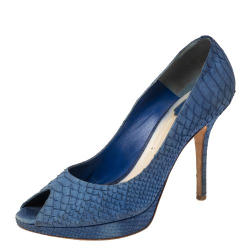 Dior Blue Python Embossed Leather Miss Dior Peep-Toe Pumps Size 41 - Dior - Modalova