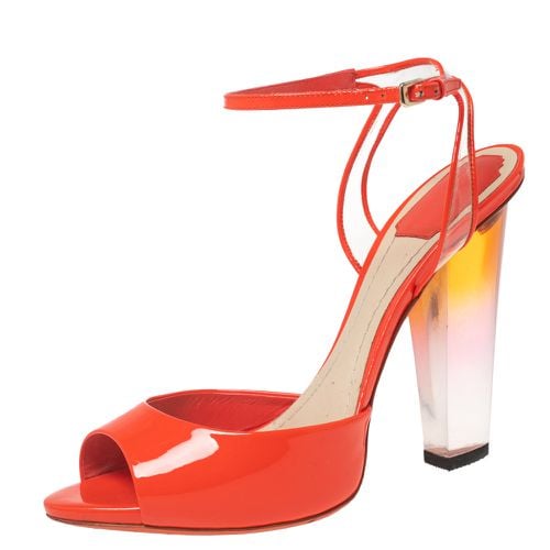 Dior Orange Patent Leather and PVC Clear Block Heels Ankle-Strap Sandals Size 41 - Dior - Modalova