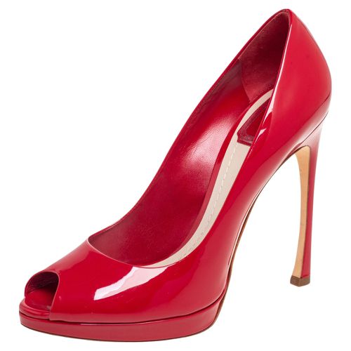 Dior Red Patent Leather Miss Dior Peep Toe Platform Pumps Size 40 - Dior - Modalova