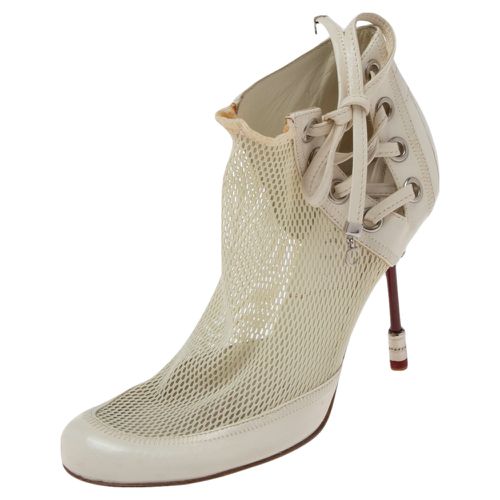 Dior White Net And Leather Lace Up Ankle Boots Size 35 - Dior - Modalova