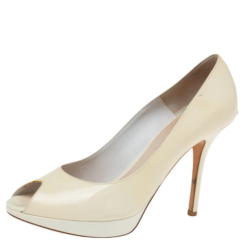 Dior Beige Patent Leather Miss Dior Peep Toe Platform Pumps Size 40.5 - Dior - Modalova