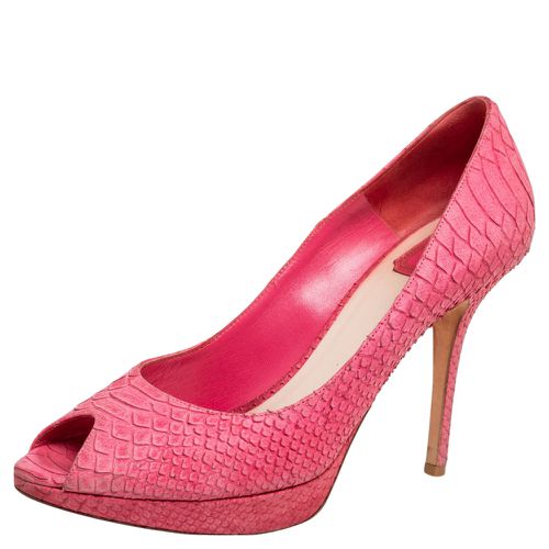 Dior Pink Python Embossed Leather Miss Dior Peep Toe Pumps Size 41 - Dior - Modalova