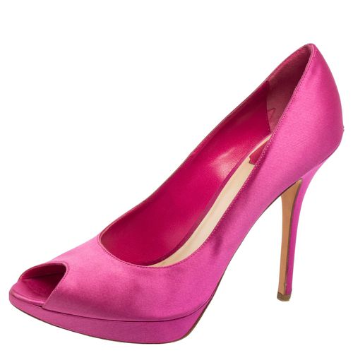 Dior Pink Satin Miss Dior Peep-Toe Pumps Size 40.5 - Dior - Modalova