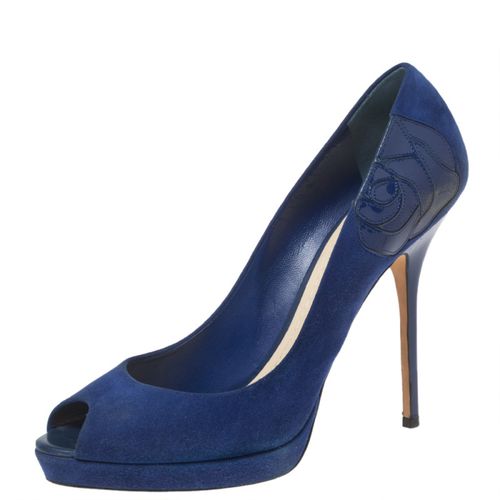 Dior Blue Suede Peep Toe Platform Pumps Size 40.5 - Dior - Modalova