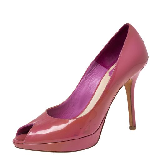 Dior Pink Patent Leather Peep Toe Miss Dior Pumps Size 38 - Dior - Modalova