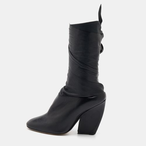 Dior Black Leather Wedge Ankle Wrap Booties Size 37 - Dior - Modalova