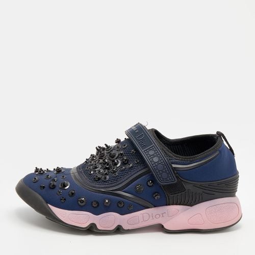 Dior Blue Neoprene and Mesh Fusion Crystal Embellished Slip On Sneakers Size 37 - Dior - Modalova