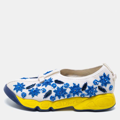 Dior White/Blue Mesh Embellished Fusion Sneakers Size 36 - Dior - Modalova