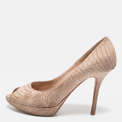 Dior Beige Python Embossed Leather Miss Dior Peep Toe Pumps Size 38.5 - Dior - Modalova