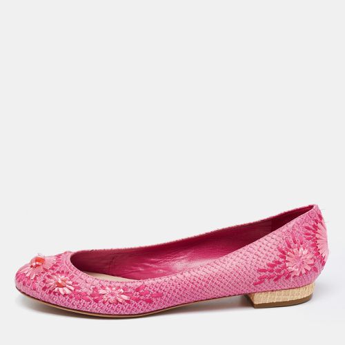 Dior Pink Python Leather Floral Raffia Ballet Flats Size 40.5 - Dior - Modalova