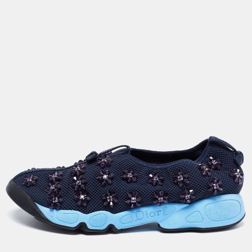 Dior Navy Blue Mesh Fusion Floral Embellished Slip On Sneakers Size 37 - Dior - Modalova