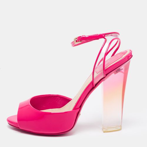 Dior Pink Patent Leather and PVC Clear Block Heels Ankle-Strap Sandals Size 35 - Dior - Modalova