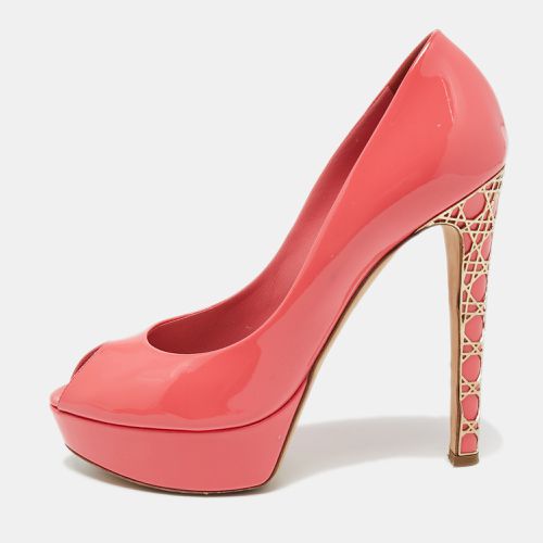 Dior Pink Patent Leather Cannage Heel Peep Toe Platform Pumps Size 38 - Dior - Modalova