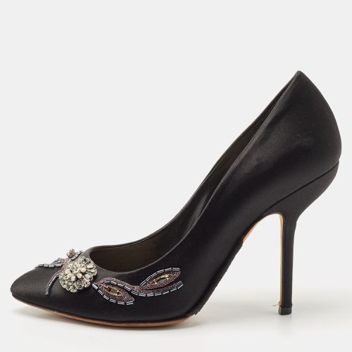 Satin Crystal Embellished Round Toe Pumps Size 40 - Dior - Modalova