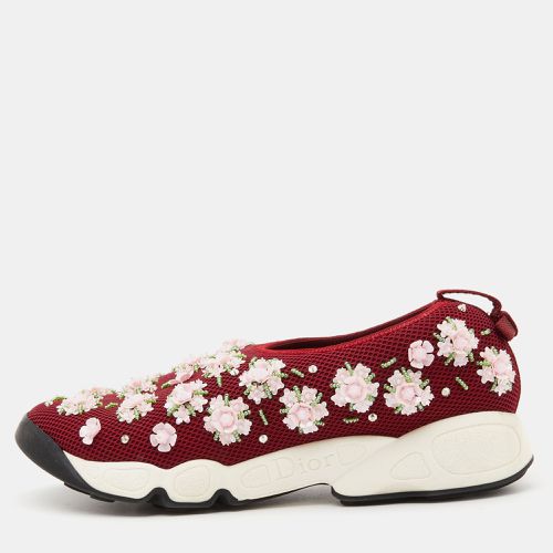 Dior Red/Pink Crystal Embellished Mesh Fusion Slip-On Sneakers Size 37.5 - Dior - Modalova