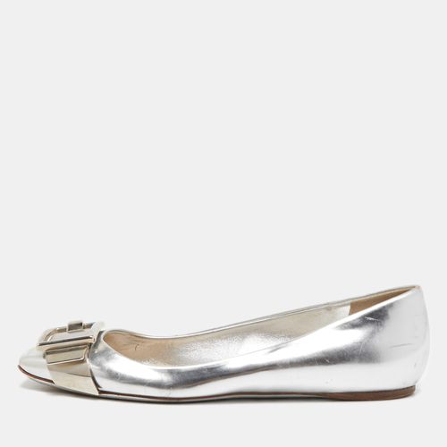 Dior Silver Leather Bow Ballet Flats Size 38 - Dior - Modalova