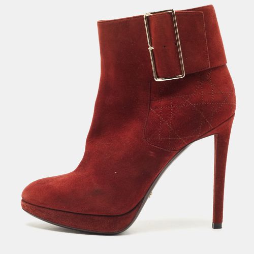 Suede Buckle Detail Ankle Booties Size 37.5 - Dior - Modalova