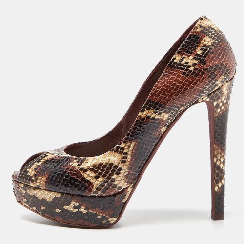 Dior Brown Python Miss Dior Peep-Toe Platform Pumps Size 39.5 - Dior - Modalova