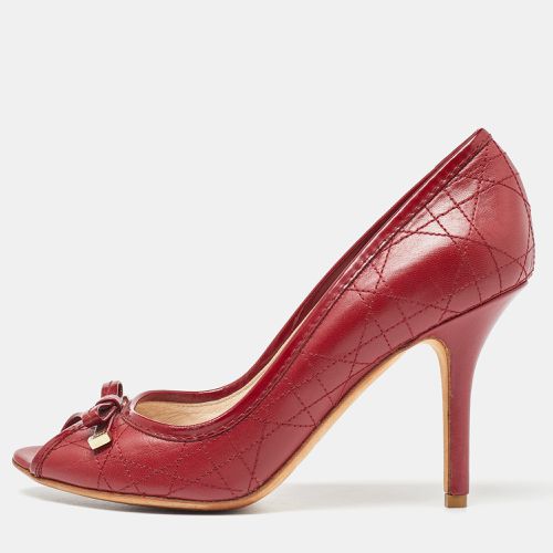 Dior Red Cannage Leather Bow Peep Toe Pumps Size 37 - Dior - Modalova