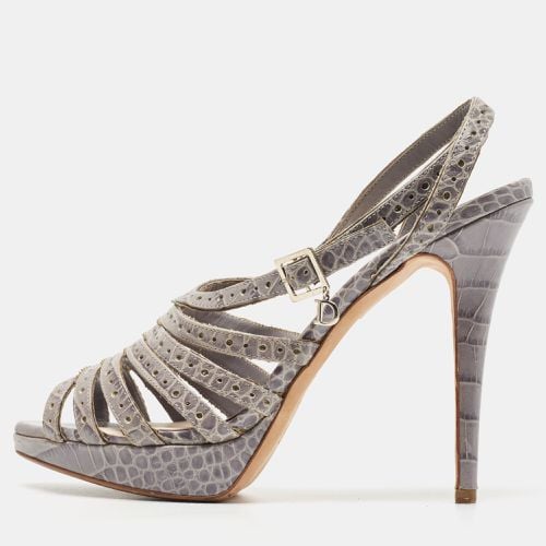 Embossed Croc Strappy Platform Sandals Size 40 - Dior - Modalova