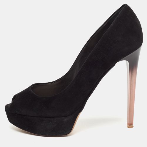 Dior Black Suede Peep Toe Platform Pumps Size 39.5 - Dior - Modalova