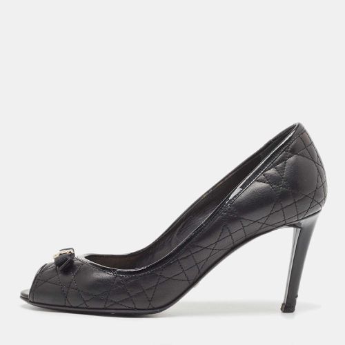 Dior Black Leather and Patent Peep Toe Pumps Size 38 - Dior - Modalova