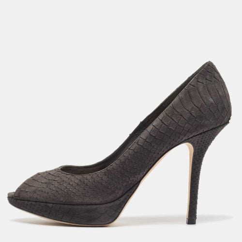 Dior Dark Grey Python Embossed Leather Miss Dior Peep Toe Pumps Size 39 - Dior - Modalova