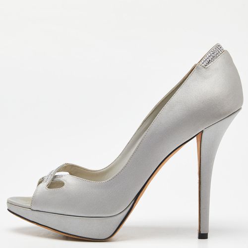 Dior Grey Satin Peep Toe Platform Pumps Size 38.5 - Dior - Modalova