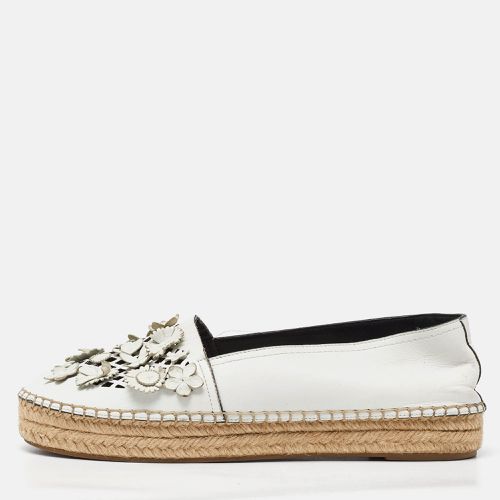 Dior White Laser Cut Leather Flower Applique Flore Flat Espadrilles Size 39 - Dior - Modalova