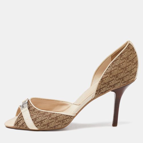 Dior Beige/Brown Monogram Canvas and Leather D'orsay Peep Toe Pumps Size 42 - Dior - Modalova