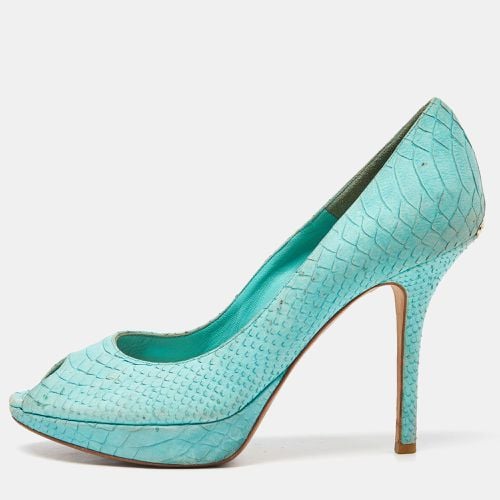 Dior Turquoise Blue Python Embossed Miss Dior Peep Toe Pumps Size 39 - Dior - Modalova