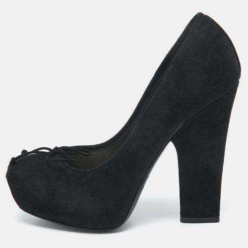 Dior Black Suede Bow Platform Pumps Size 38 - Dior - Modalova