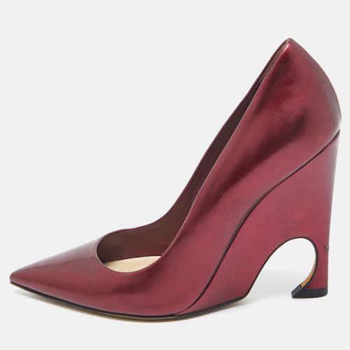 Dior Metallic Burgundy Leather Wedge Pumps Size 36.5 - Dior - Modalova