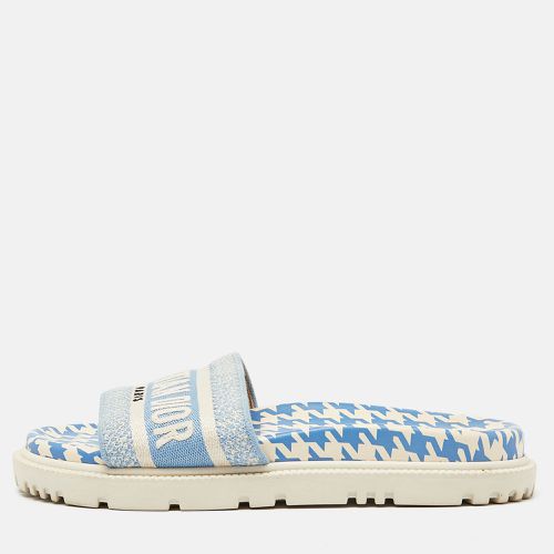 Dior Blue/White Canvas Dway Flat Slides Size 36 - Dior - Modalova