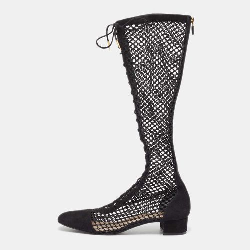 Dior Black Suede and Fishnet Naughtily-D Knee Length Boots Size 42 - Dior - Modalova