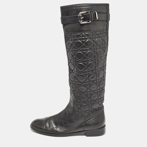 Dior Black Quilted Leather Buckle Detail Knee Length Boots Size 41 - Dior - Modalova