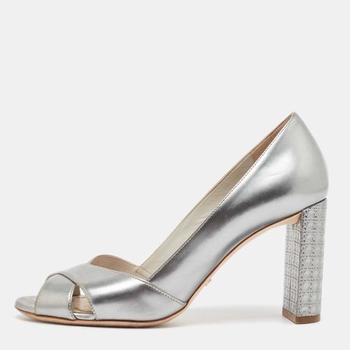 Dior Silver Leather Crisscross Cannage Heel Peep Toe Pumps Size 37 - Dior - Modalova