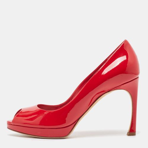 Dior Red Patent Leather Peep Toe Platform Pumps Size 37 - Dior - Modalova