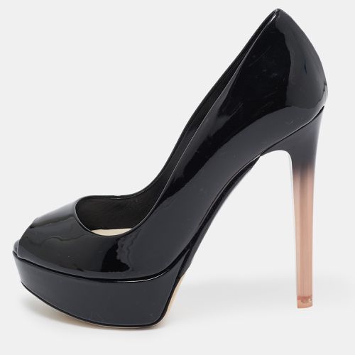 Dior Black Patent Leather Peep-Toe Platform Pumps Size 35 - Dior - Modalova