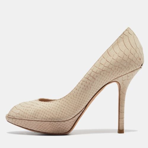 Dior Beige Python Embossed Leather Miss Dior Peep Toe Pumps Size 37.5 - Dior - Modalova