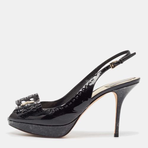 Dior Black Patent Leather Peep Toe Slingback Pumps Size 39.5 - Dior - Modalova