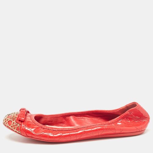 Dior Red Cannage Patent Leather Bow Ballet Flats Size 38.5 - Dior - Modalova