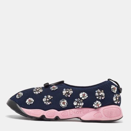 Dior Navy Blue Mesh Fusion Floral Embellished Slip On Sneakers Size 39 - Dior - Modalova