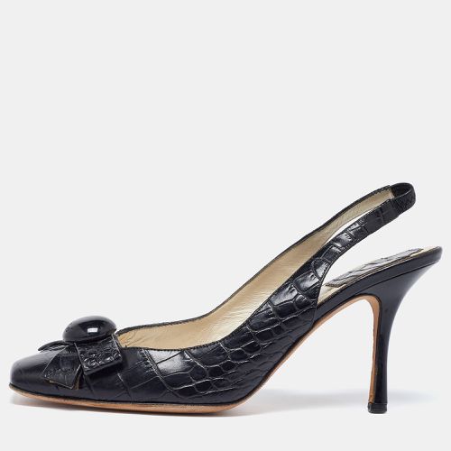 Dior Black Croc Embossed Leather Slingback Pumps Size 37.5 - Dior - Modalova