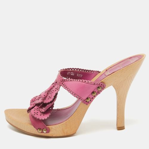 Dior Pink Leather Laser Cut Detail Clog Sandals Size 37 - Dior - Modalova