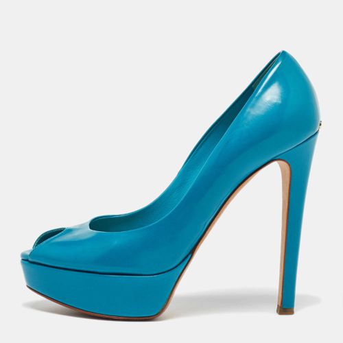 Dior Blue Patent Leather Miss Dior Peep Toe Platform Pumps Size 38.5 - Dior - Modalova